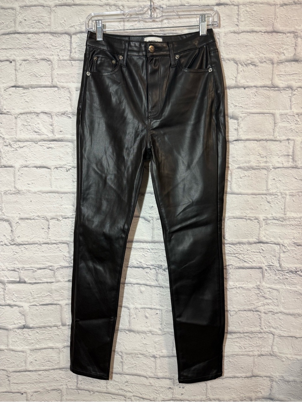 Pistola Black Faux Leather Pants, sz 25